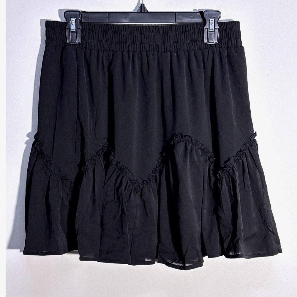 Scarlet Darkness (Black) Ruffled Mini Skirt Womens Large